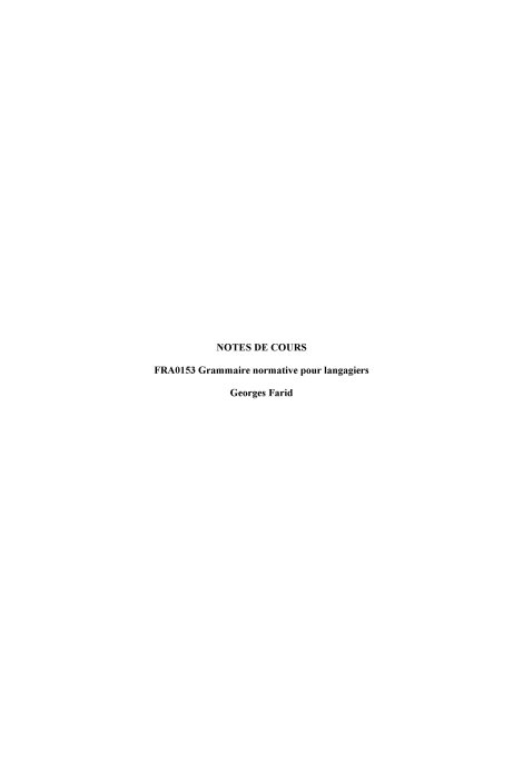 Notes de cours – Grammaire normative pour langagiers (LNG1283) (Copy)